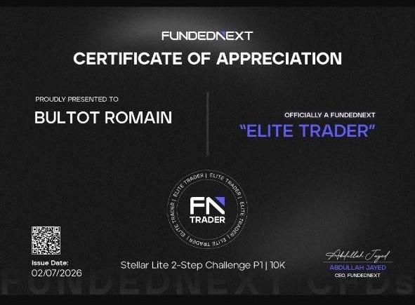 Romain — certificat FundedNext Elite Trader